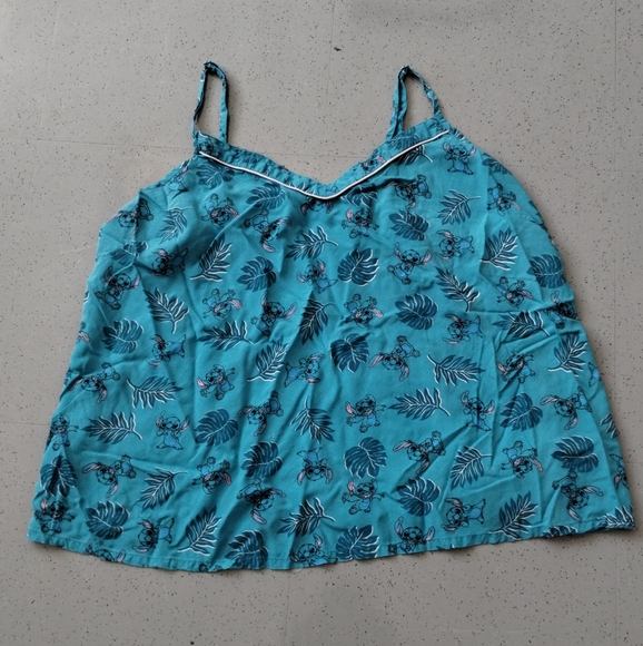 Disney  LILO AND STITCH Teal Blue PJ Pajama Night Sleep Wear Shirt Tank Top Girl - Picture 4 of 10
